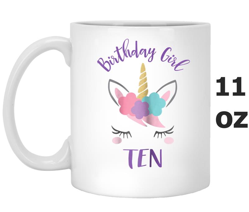 10th Birthday Unicorn Outfit, 10th Birthday Girl Mug OZ
