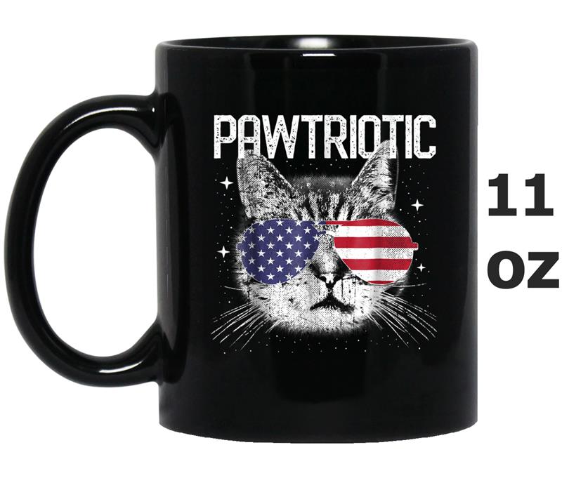 2018 4th of July  Pawtriotic Cat Meowica Women Kids Mug OZ