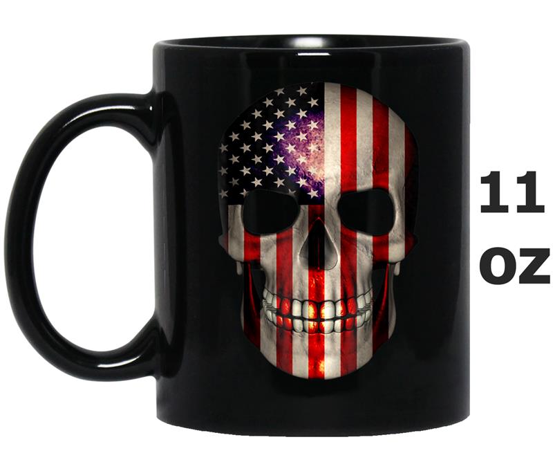 4th of July  American Flag Skull USA Birthday Gift Mug OZ