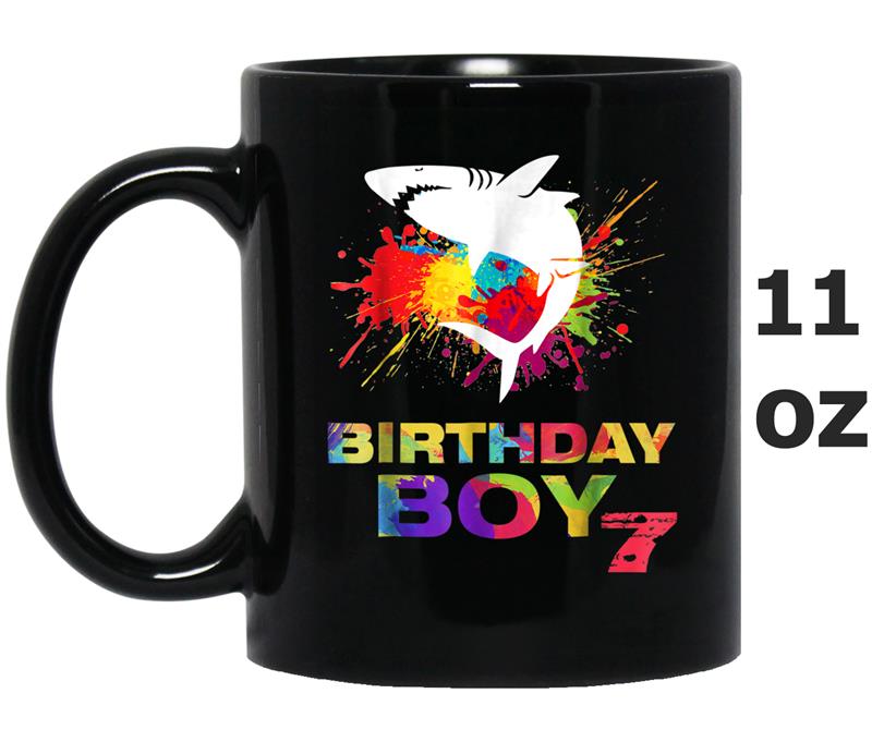 7th Birthday Boy  Colourful Shark Mug OZ