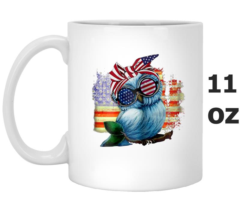 America Flag Independence Day 4th July Owl Mug OZ