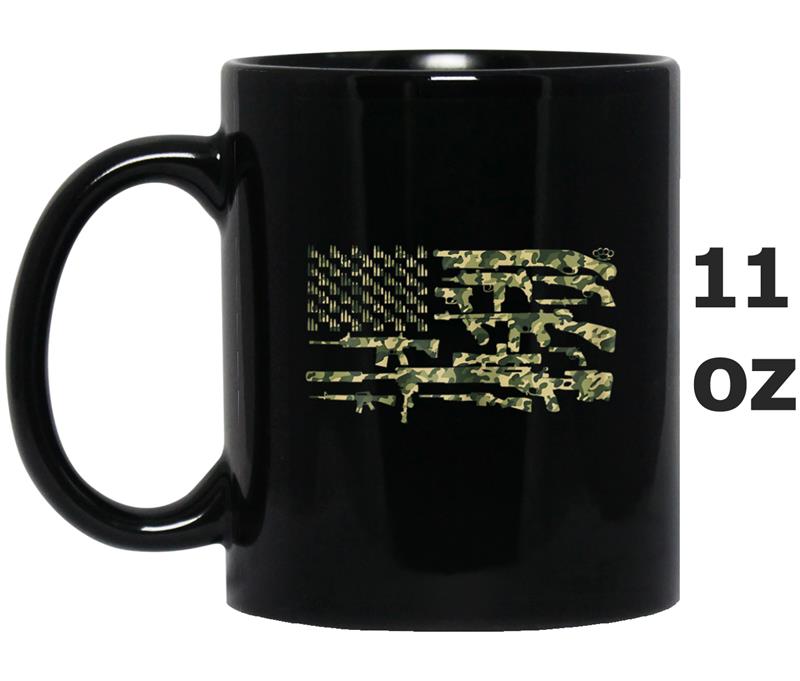 American 2nd Amendment USA Guns Flag Camo Short Sleeve Mug OZ