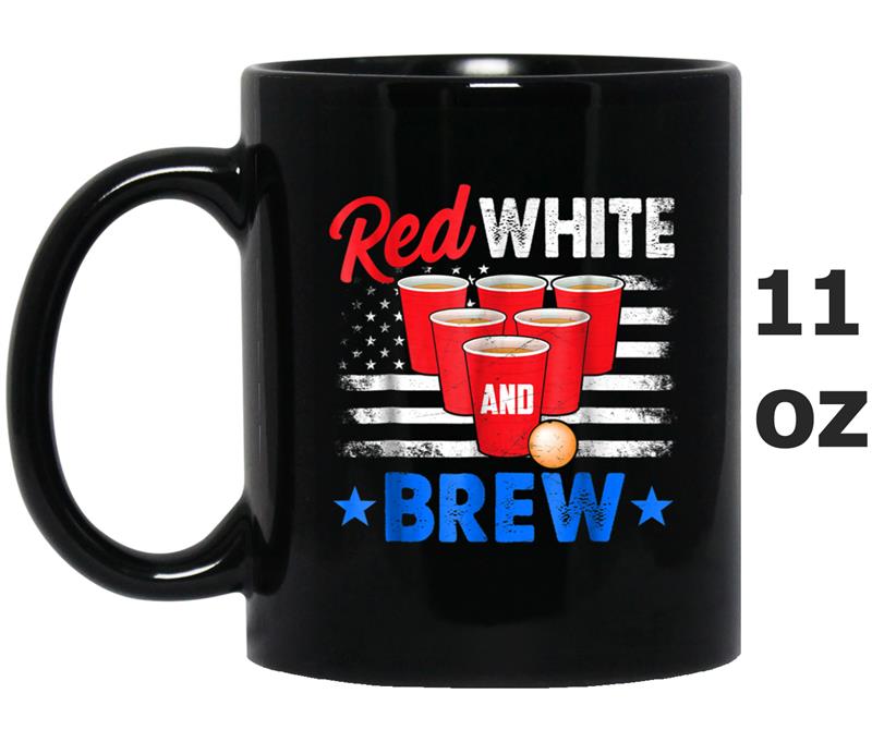 American Flag Day Beer Pong Red White And Brew Mug OZ