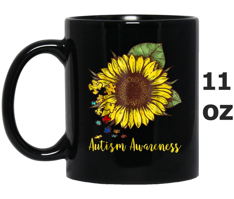 Autism Awareness Puzzle Sunflower Lover Vintage Gif Mug OZ