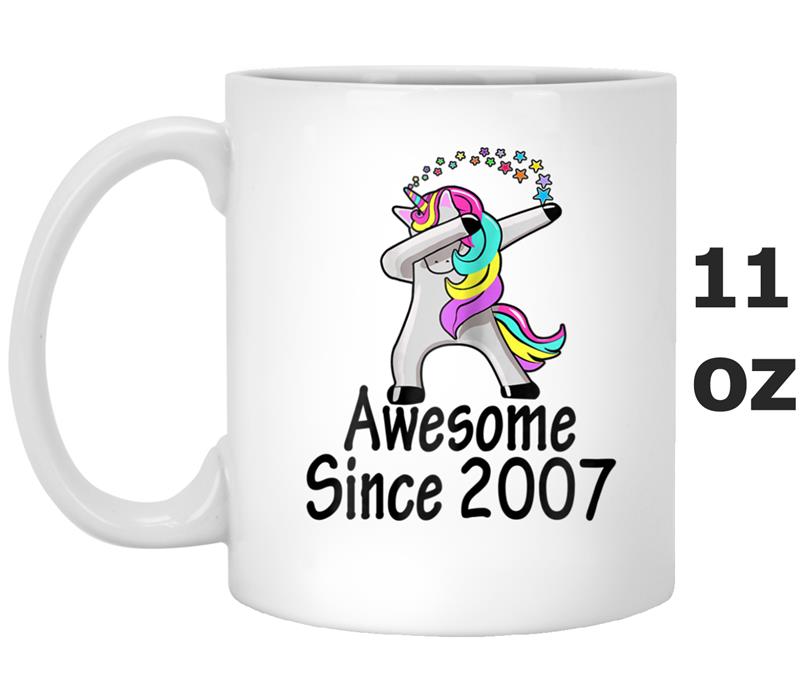 Awesome 2007  11th Birthday Gift Unicorn Dabbing Outfit Mug OZ