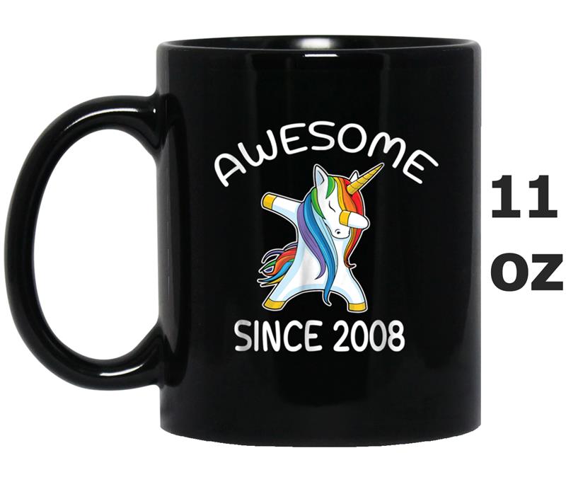 Awesome Since 2008 Cute Unicorn Birthday Mug OZ