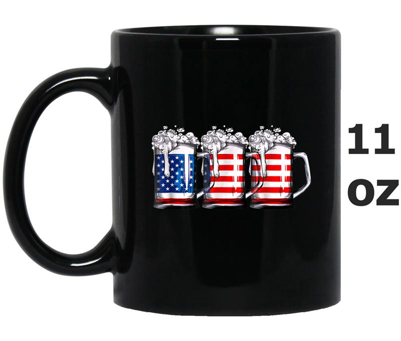 Beer American Flag  4th of July Men Women Merica USA Mug OZ