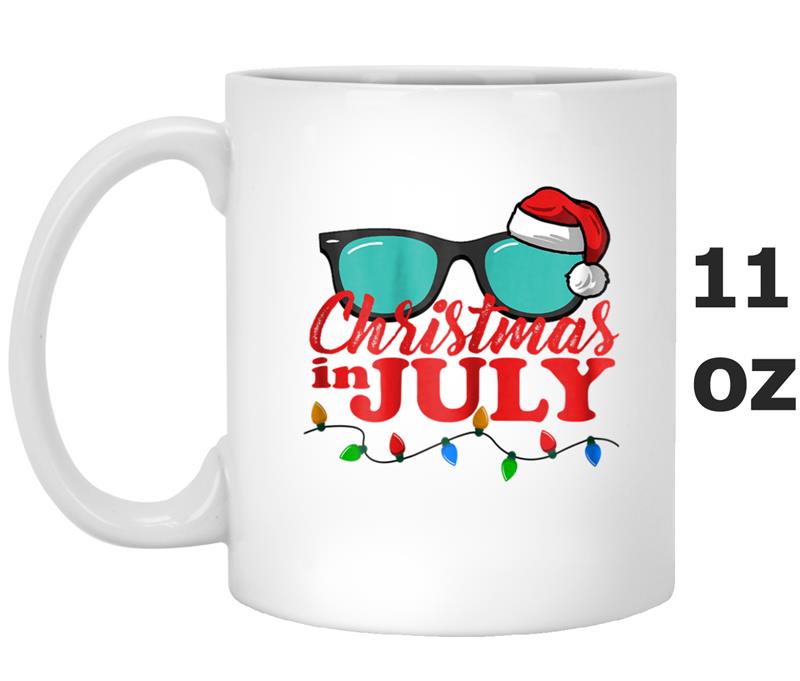 Christmas in July Santa Hat Sunglasses Summer Celebration Mug OZ