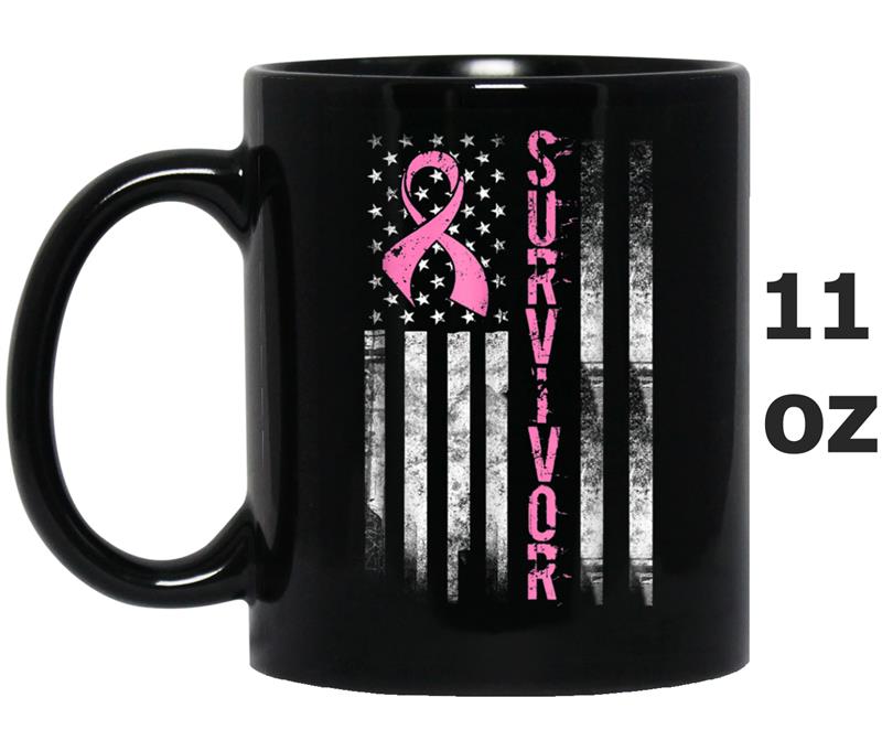 Cool Breast Cancer Survivor  - Women Pink Flag Mug OZ