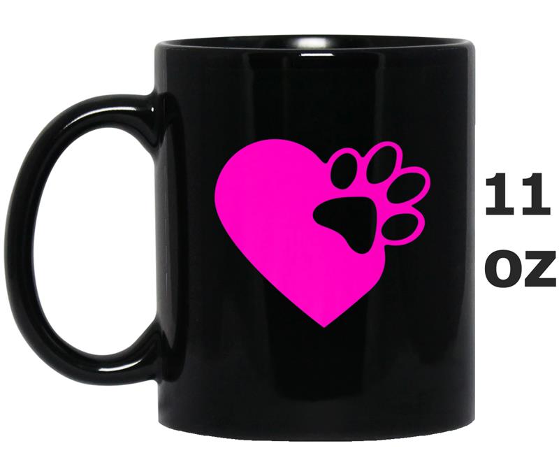 Cute Heart Paw Print  Funny Love Gift For Cat Owners Mug OZ