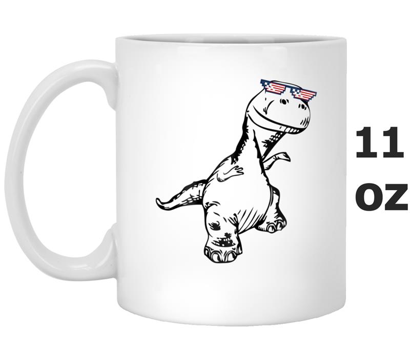 Dabbing T-Rex Dinosaur Funny 4th of July Short Sleeve Mug OZ