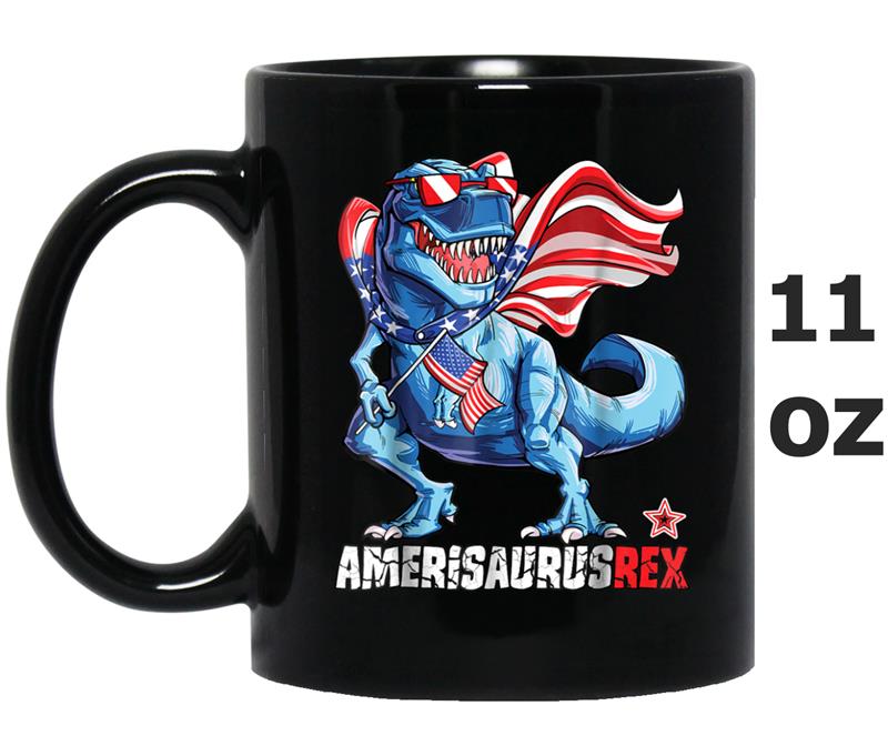 Dinosaur 4th of July  Kids Boys Men Amerisaurus T Rex Mug OZ