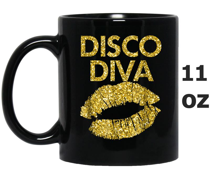 Disco Diva Women Ladies Disco Gold Lips Mug OZ