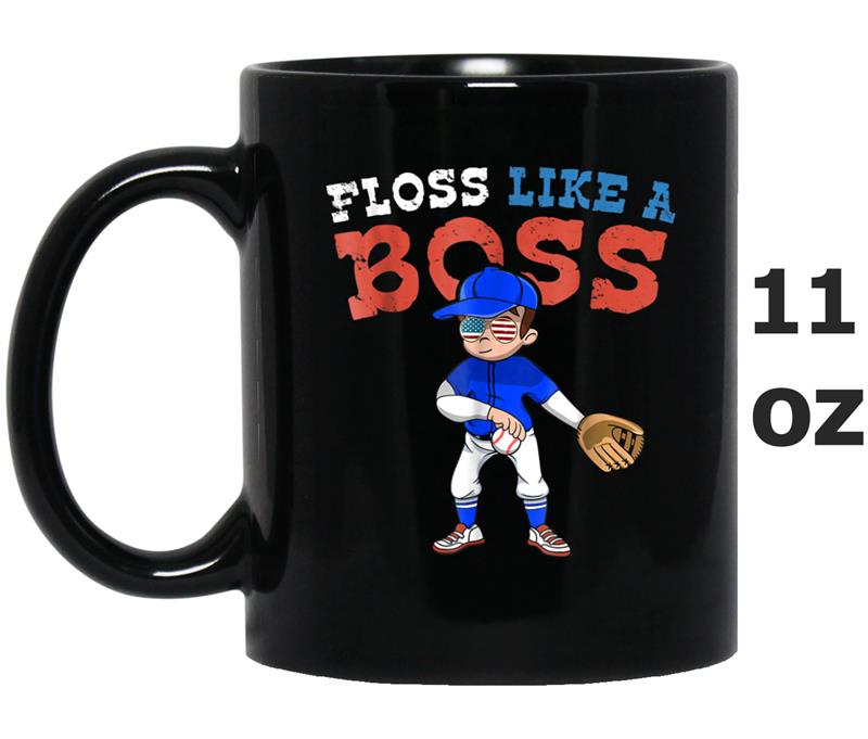 Floss Like a Boss  Baseball Pitcher 4th of July Mug OZ