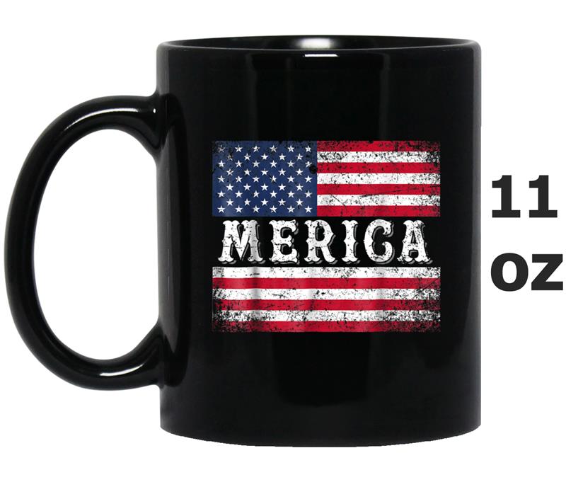 Funny 4th of July Merica USA Flag  for Men and Women Mug OZ