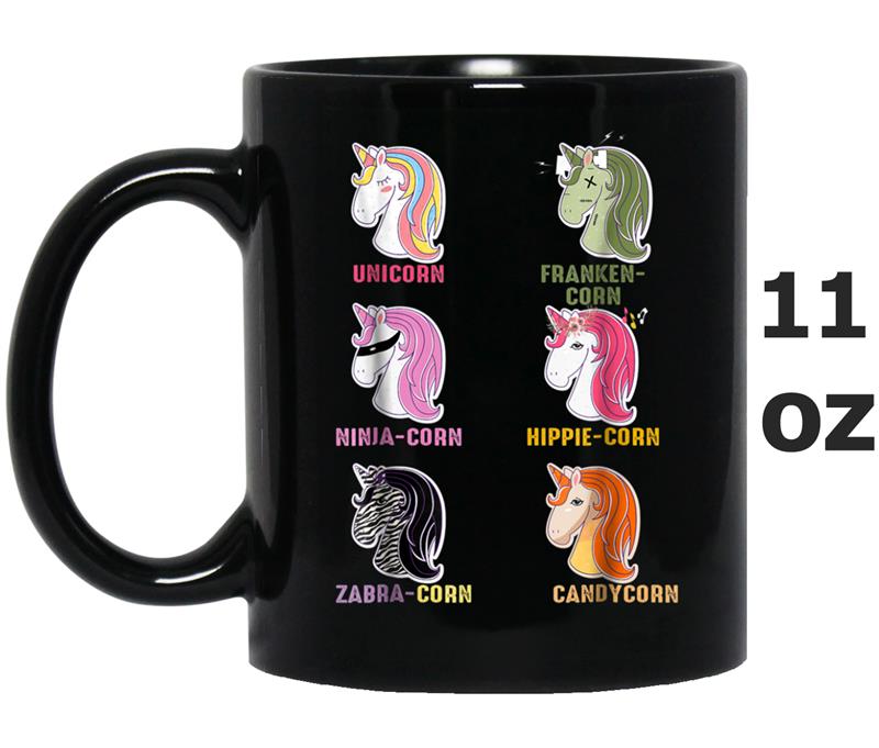 Funny Cute Halloween Hippie Ninja Candy Corn Unicorn Mug OZ