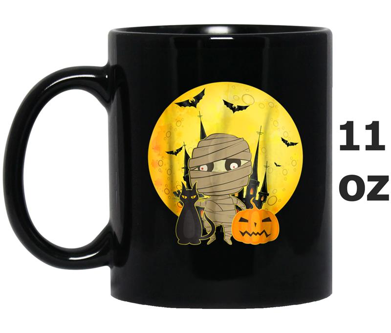 Funny Halloween Pumpkins Cat Mummy Mug OZ