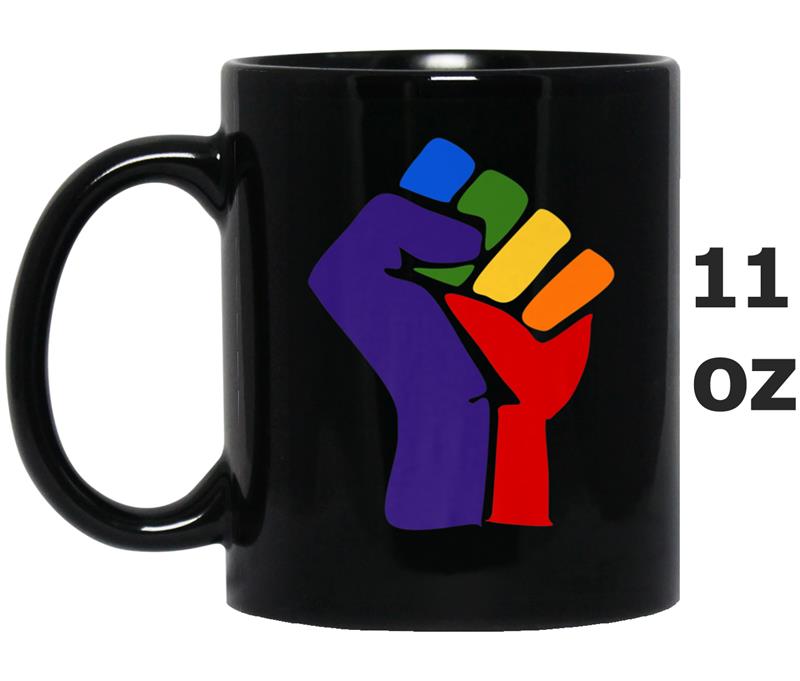 Giant Rainbow Fist for Men and Women RESIST Mug OZ