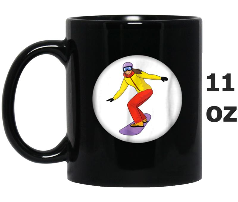 Girl Snowboarder - Detailed Graphic Design Mug OZ