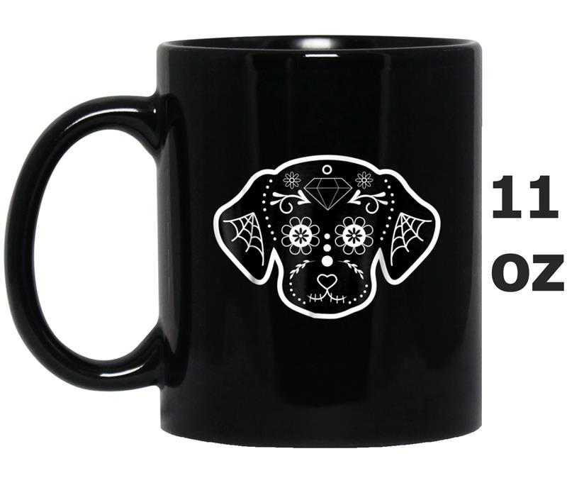 Halloween Candy Skull Puppy with Spider Webs Day of the Dead Mug OZ