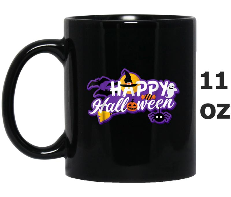 Happy Halloween Witches Spiderweb Pumpkin Candy Mug OZ