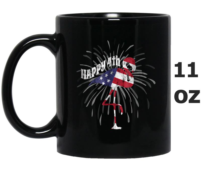 Happy Independence Day Funny Flamingo Fireworks  Gift Mug OZ