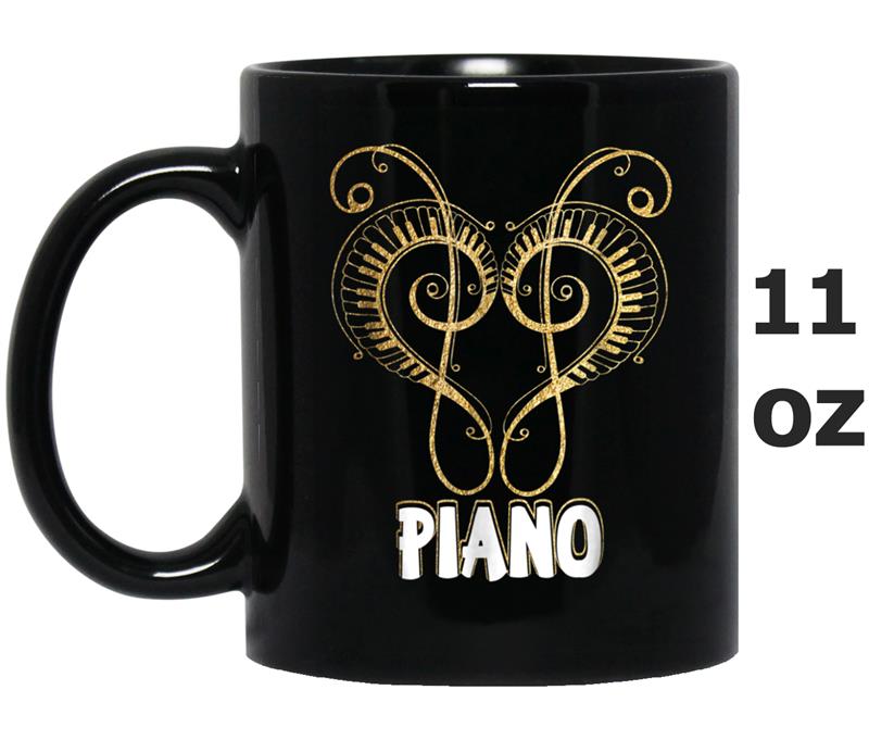 I Love the Piano Hand Drawn Love Mug OZ