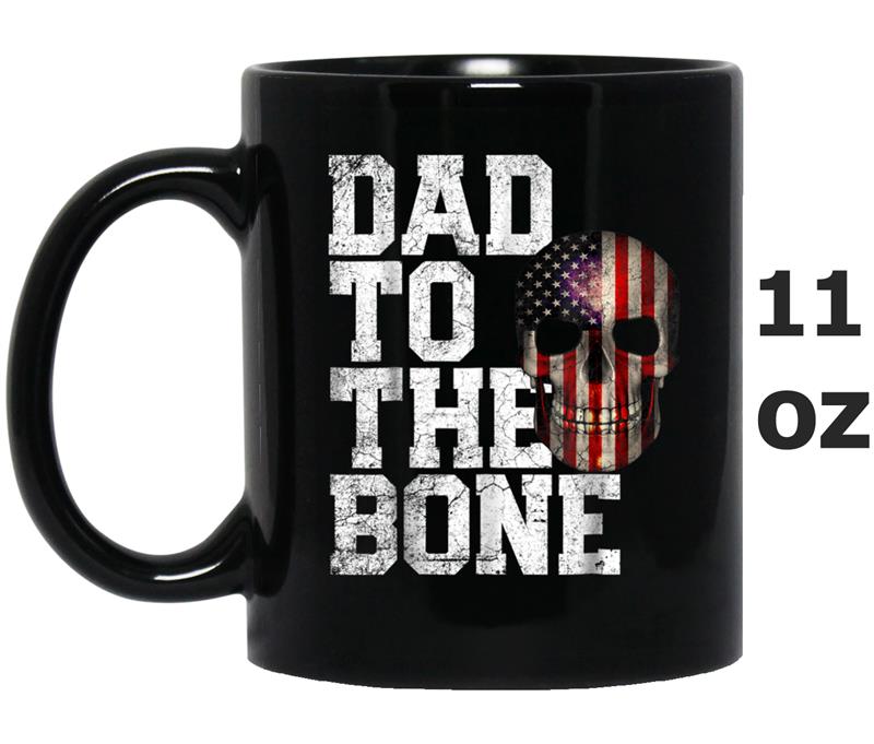 Mens American Flag Skull 4th of July Dad Father's Day Mug OZ