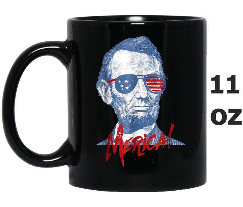 Merica Abe Lincoln 4th of July  for Women Memorial Day Mug OZ