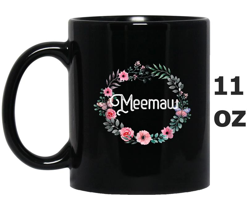 Mother's Day Gift For Grandma Men Women Floral Meemaw Mug OZ