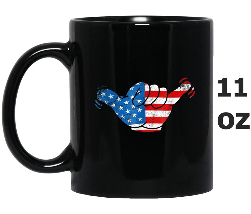 Patriotic Surfer Hang  USA Flag Loose Hand Sign 2018 Mug OZ