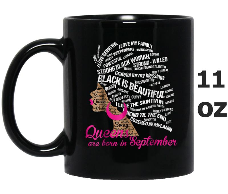 Queens Are Born in September Afro Word Art Natural Hair Tee Mug OZ