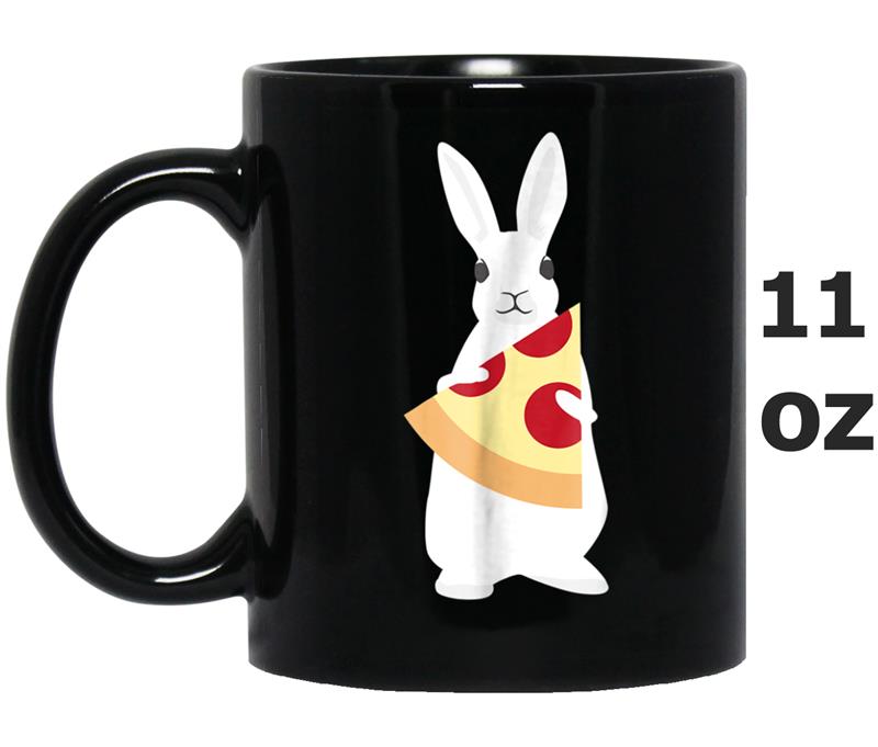 Rabbit Holding Pizza  Funny Bunny Animal Foodie Gift Mug OZ
