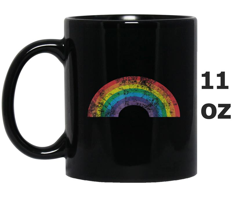 Rainbow  Vintage Retro 80's Style Gay Pride Gift Mug OZ