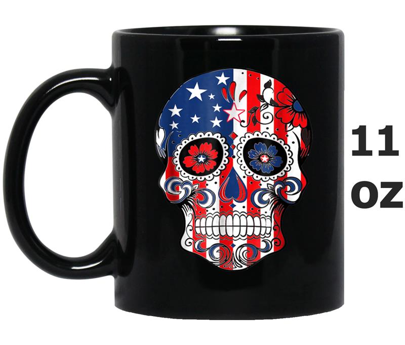 Sugar Skull U.S.A. Flag Mug OZ