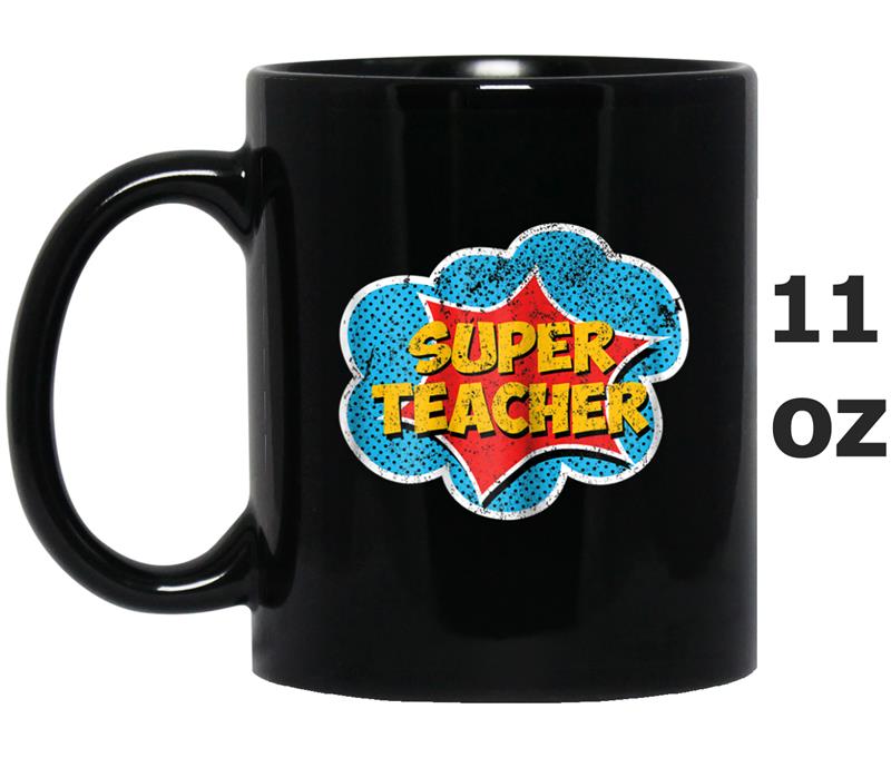 Super Hero Teacher Glitter Gold Pink Gift Mug OZ