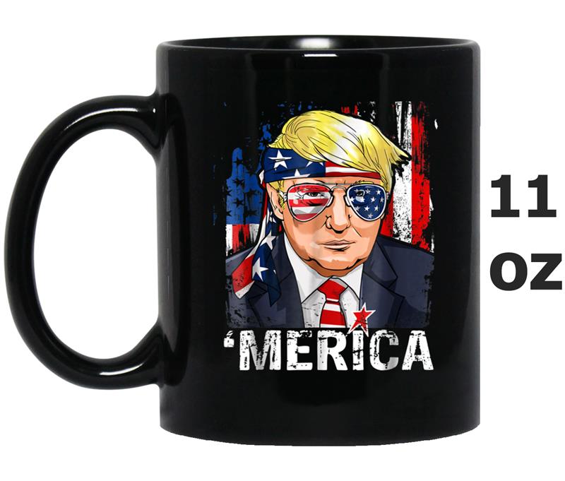 Trump Merica  Murica 4th of July American Flag Mug OZ