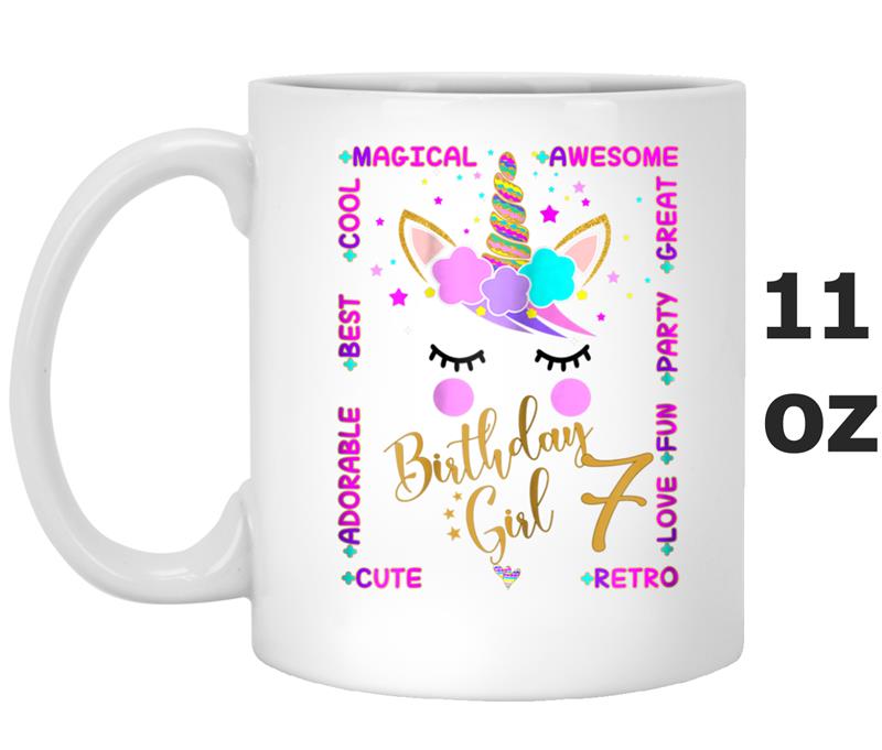 Unicorn 7th Birthday girl  Seven years old Kids Gift Mug OZ