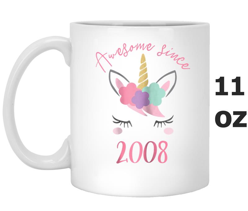 Unicorn Awesome Since 2008, Unicorn 10th Birthday Girl Mug OZ