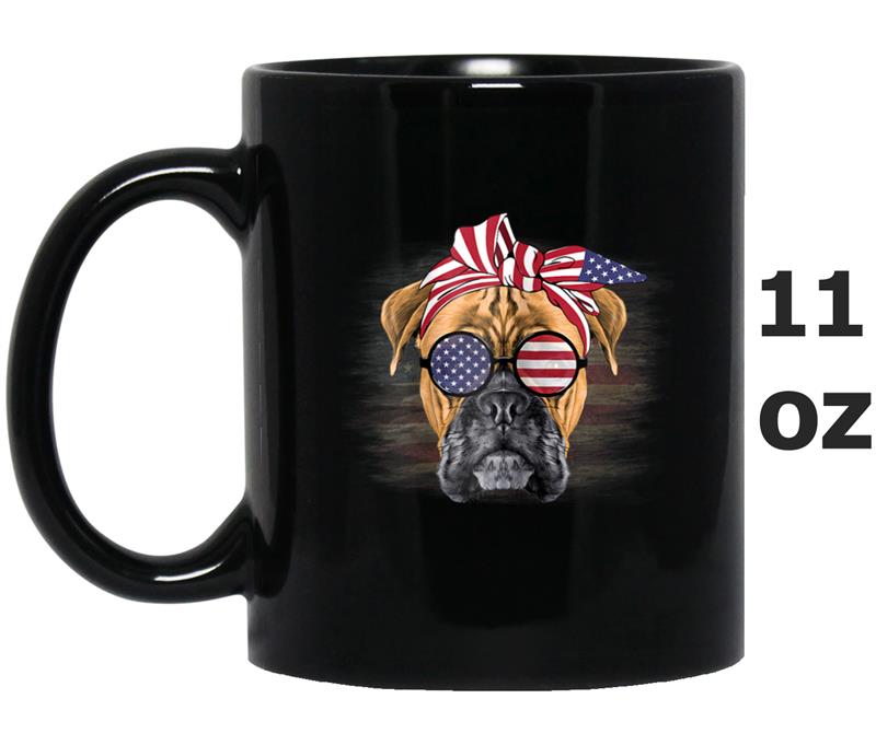 USA American flag Boxer dog sunglasses 4th of July Mug OZ