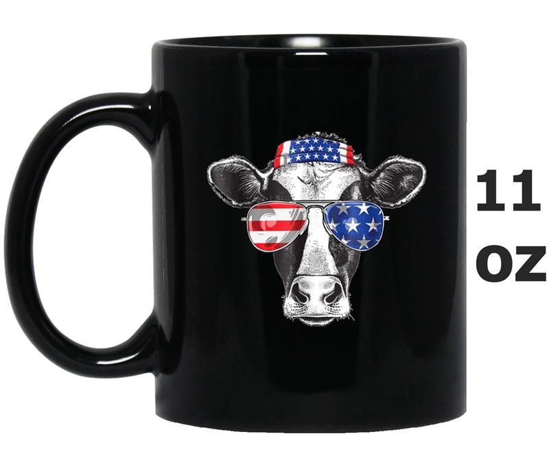 Vintage Patriot Cow  4th of July American Flag Mug OZ