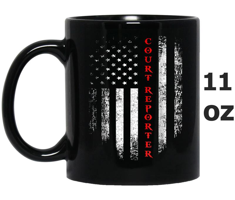 Vintage USA Court Reporter American Flag Patriotic Mug OZ