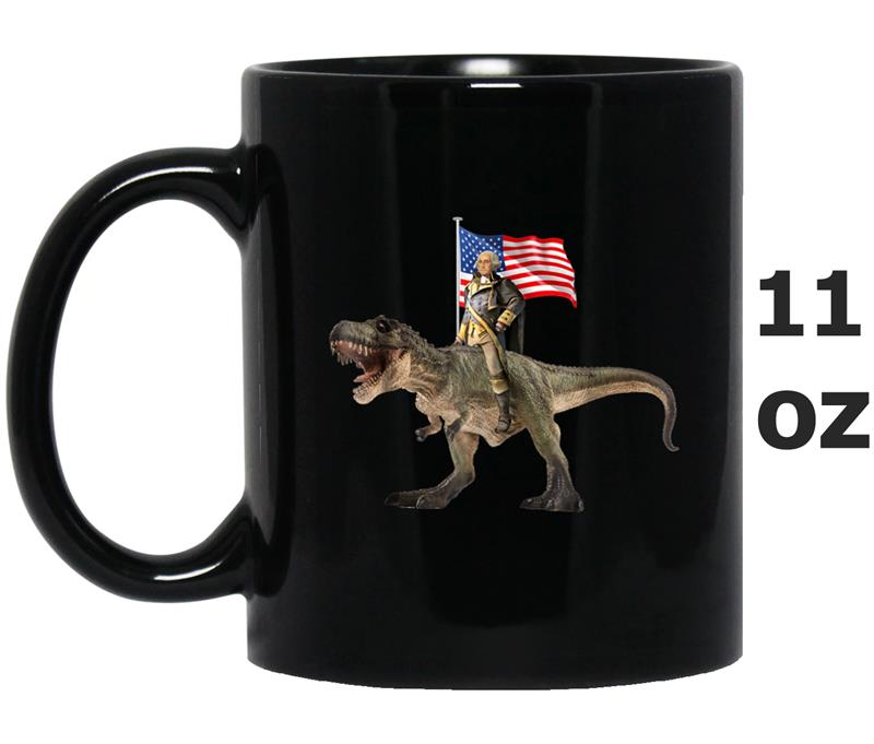 Washington Riding T-rex Dinosaur  For 4th of July Mug OZ