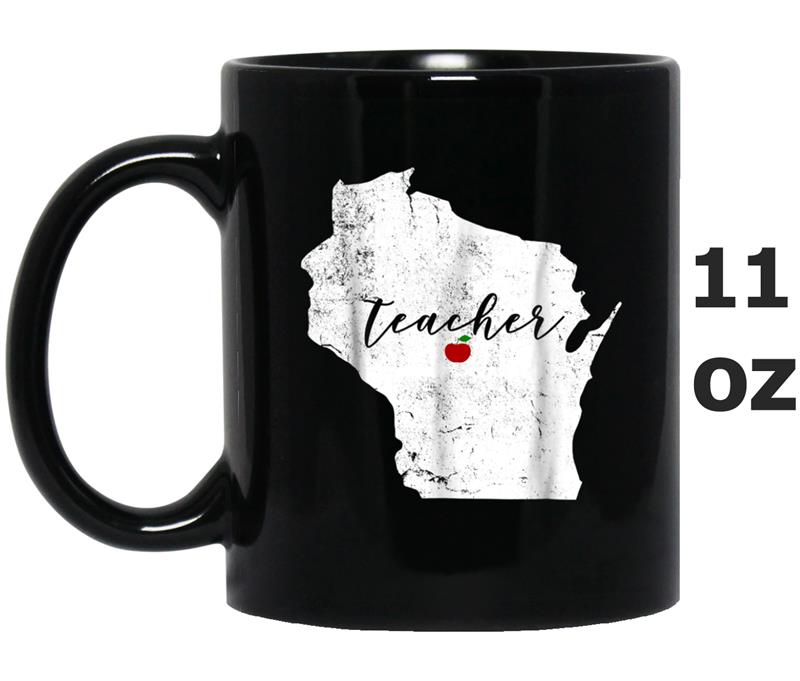 Wisconsin Teacher Apple . Dark Colors Mug OZ