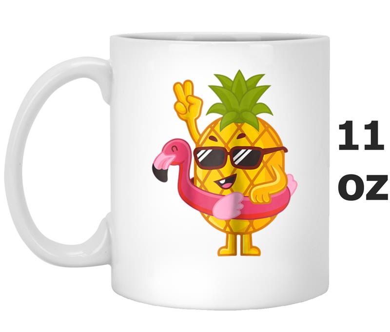 Womens Pineapple in Flamingo Float  Pink  Summer  Floaty  Gift Mug OZ