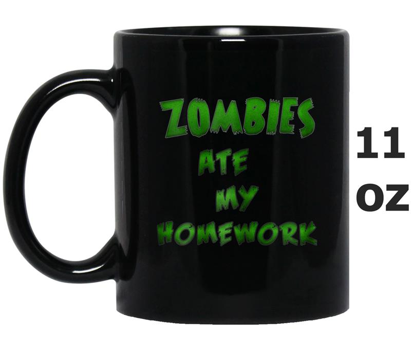 Zombies Ate My Homework - Fun Retro Slogan Mug OZ