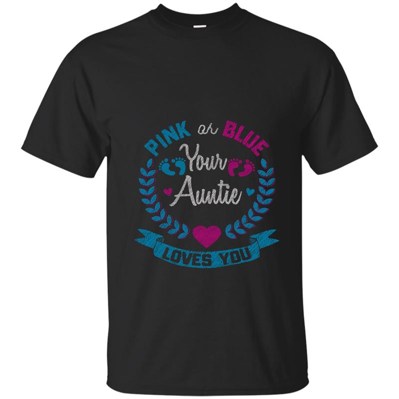 Aunt baby shower gender reveal shirts for aunties pink blue-TJ T-shirt-mt