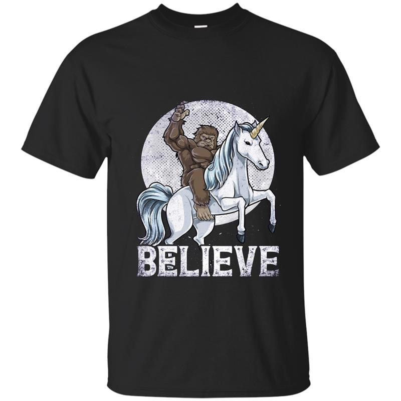 Bigfoot Riding Unicorn T Shirt Funny Sasquatch Vintage Tees-ANZ T-shirt-mt