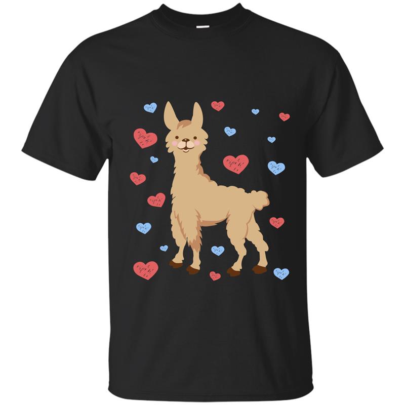 Cute and Cuddly Llama Love Valentines Day Heart T-Shirt-ah my shirt T-shirt-mt