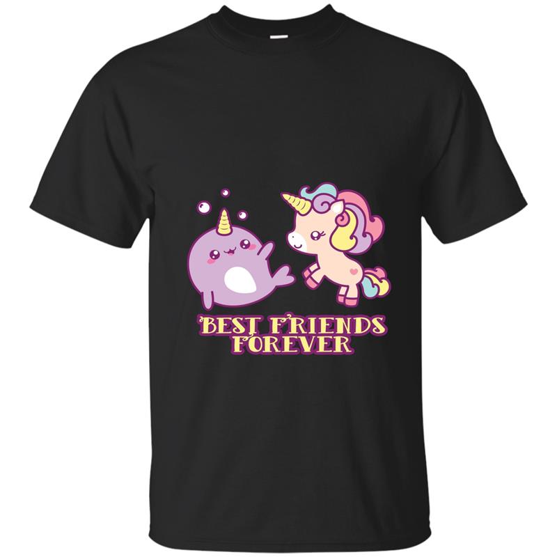 Cute Kawaii Narwhal Unicorn BFF Best Friends Forever T-Shirt-RT T-shirt-mt